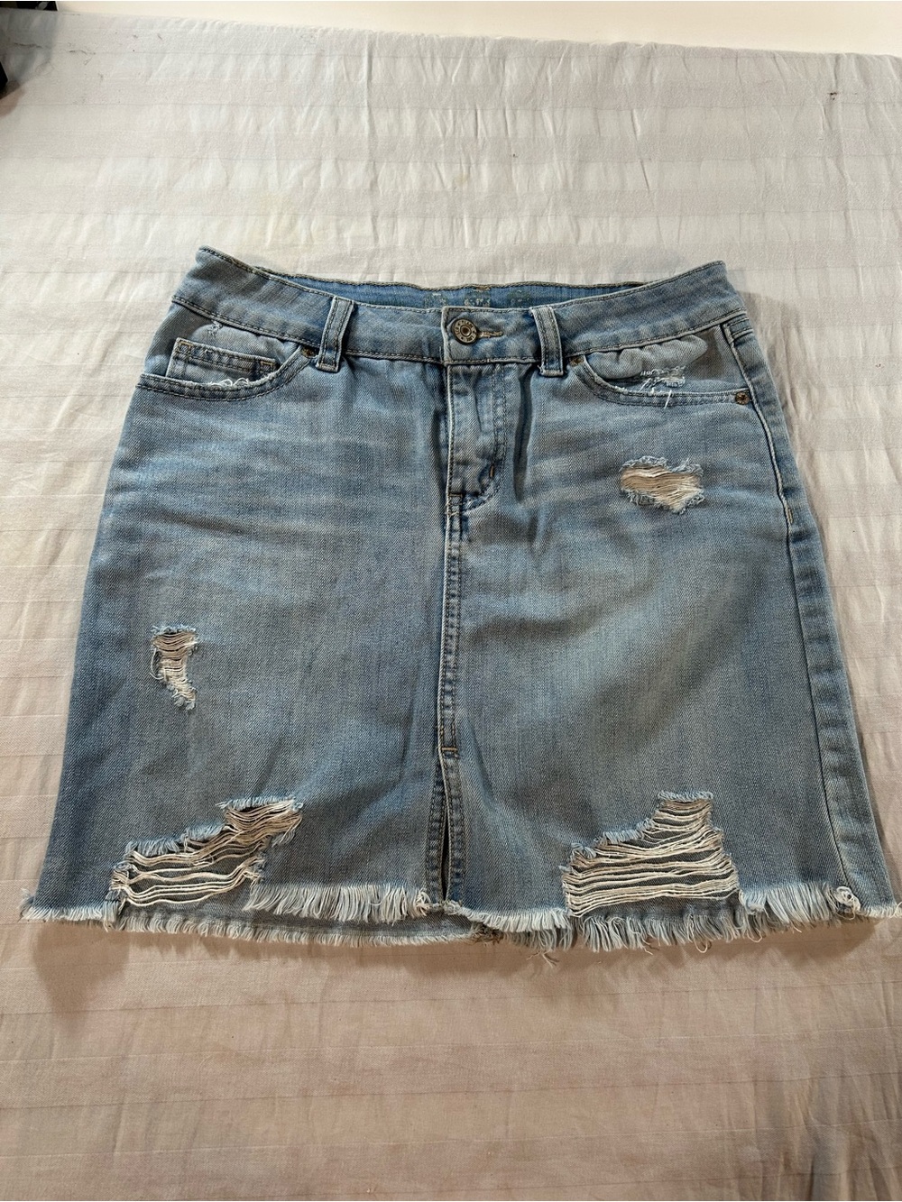Rewash Distressed Denim Mini Skirt